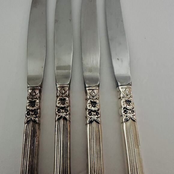 Vintage Oneida Floral Queen 1992 Silverware Dinner Knives - Picture 2 of 12